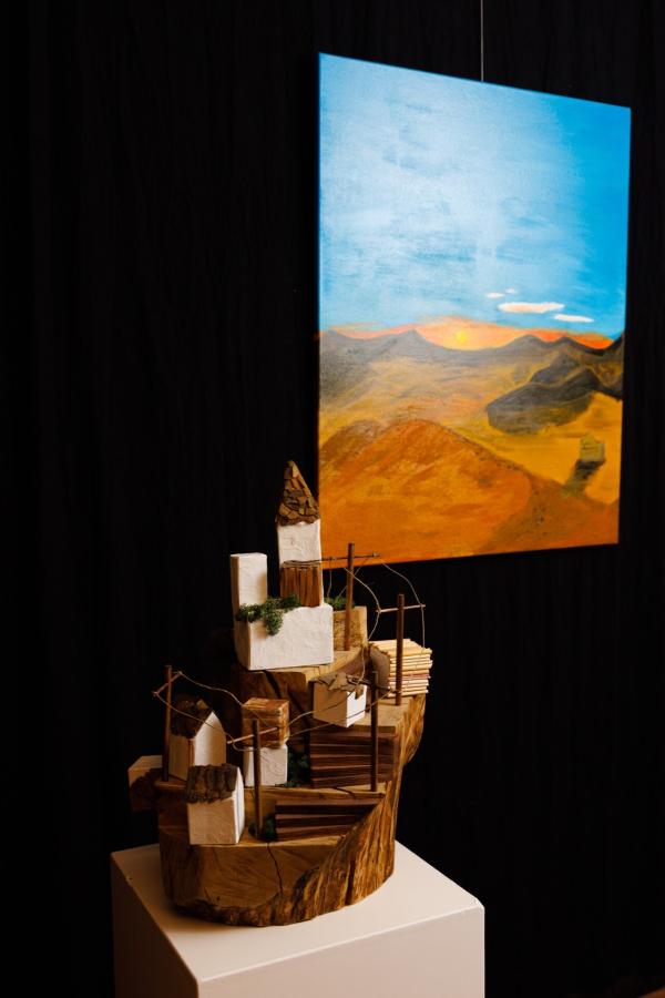 Foto: Bram Saeys; Pius X Eindexamen presentatie optreden, kunstwerken