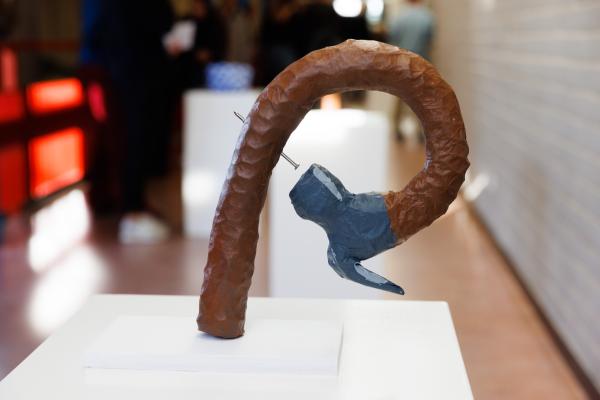Foto: Bram Saeys; Pius X Eindexamen presentatie optreden, kunstwerken