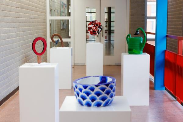 Foto: Bram Saeys; Pius X Eindexamen presentatie optreden, kunstwerken