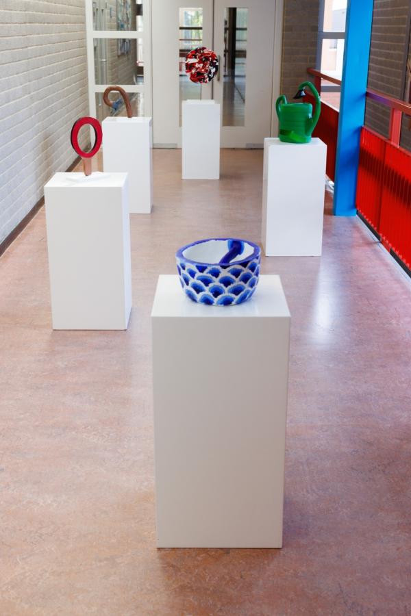Foto: Bram Saeys; Pius X Eindexamen presentatie optreden, kunstwerken