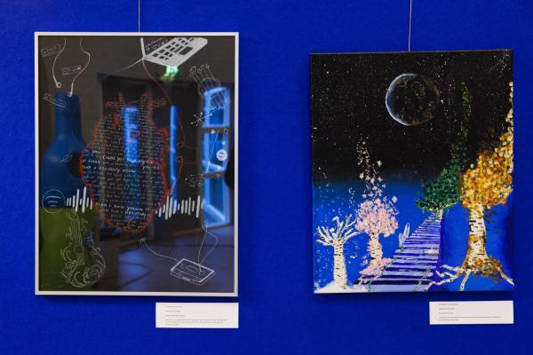 Foto: Bram Saeys; Pius X Eindexamen presentatie optreden, kunstwerken
